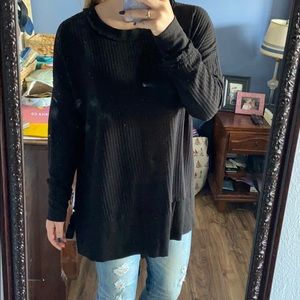Black oversized waffle shirt